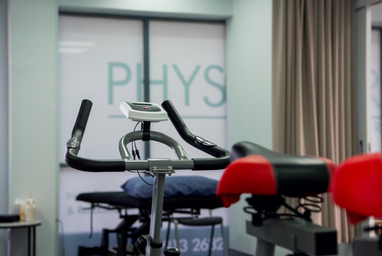 Exercise bike at a physiotherapist clinic