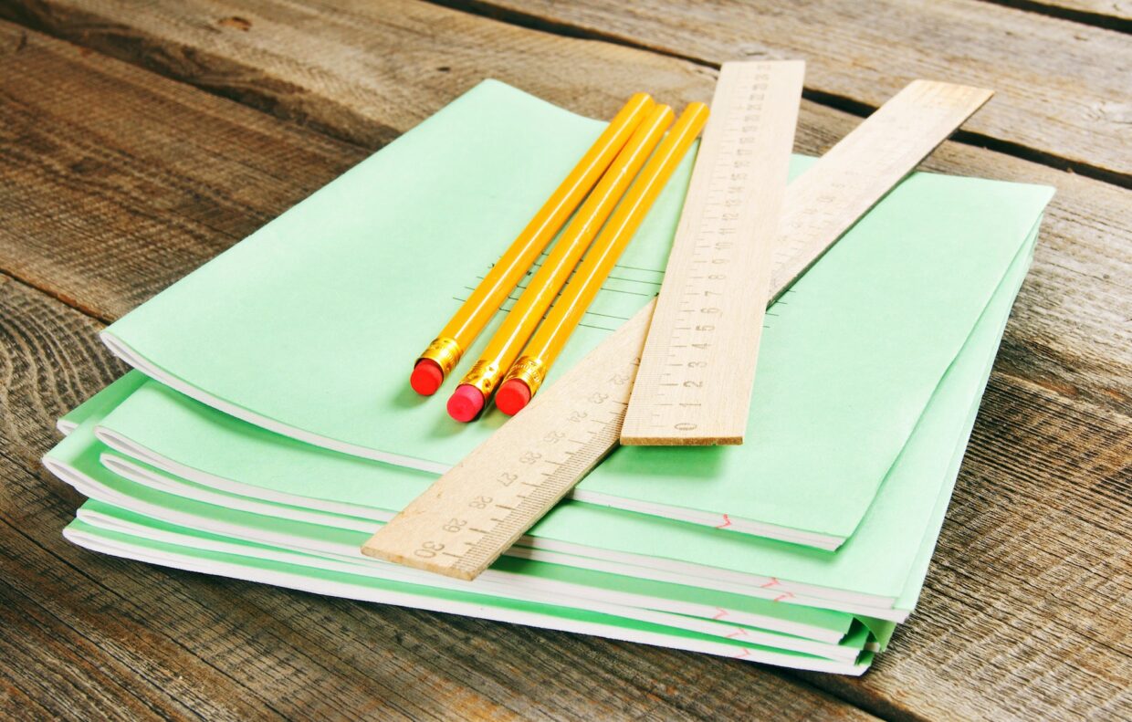 School tools and writing-books.